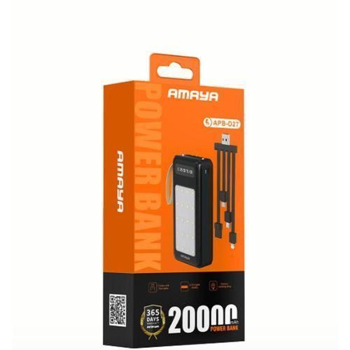 20000mAH Original Portable Power Bank 3 Cable Lightning cable Type C Micro USB Super Fast Charger with LED Display