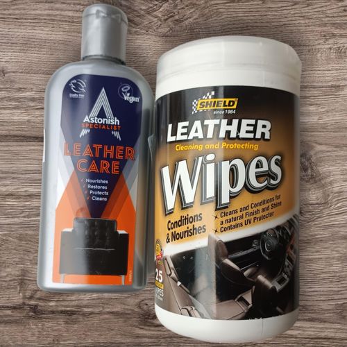 Vegan Specialist LEATHER CARE Nourishes, Restores, Protects, Cleans + Leather Cleaning & Protecting WIPES, Conditions & Nourishes, Contains UV Protector nk
