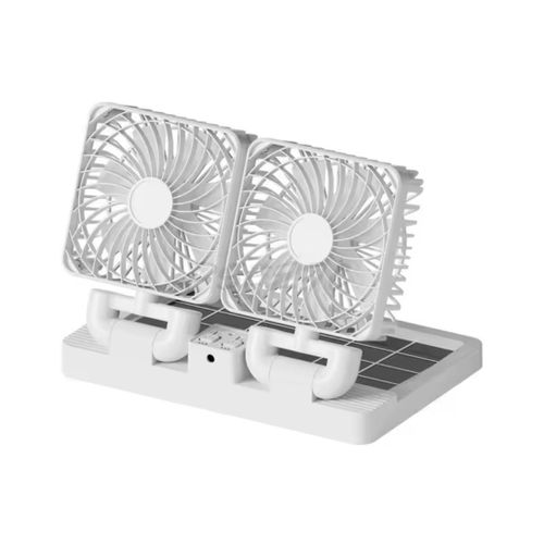 CarTabletop Double Head Super Cooling Rechargeable Solar Fan Portable Dual Head Fan