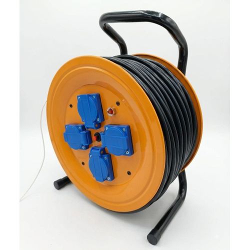 Heavy Duty Cable Reel 50M 2.5mm with 4 Sockets – Portable Extension Cable