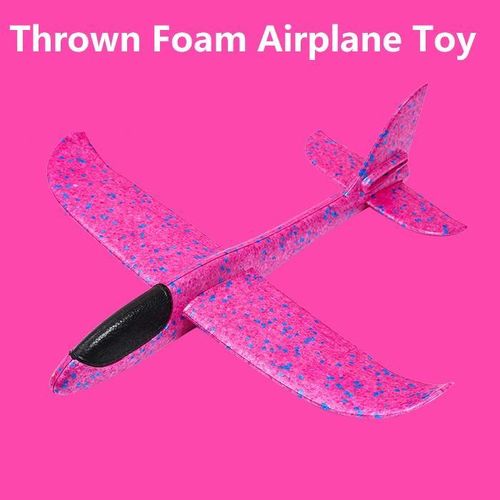 Large Children’s Hand-Thrown Airplane Foam Luminous Thickened Outdoor Interactive Flying Toy - Rose Red