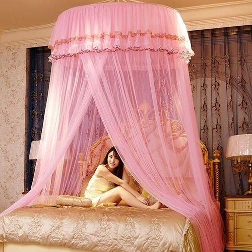 Big Pink Round Mosquito Net For Single Bed-FREE SIZE..
