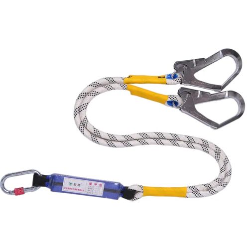 Double hook lanyard with shock absorber, Safety lanyard