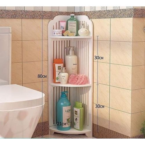 White Triangular 3-Layer Corner Shelf for Bathroom Kitchen Living Room, Space-Saving Wall Mounted Storage Organizer, Durable Modern Design for Home and Office