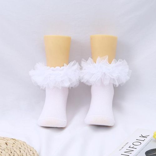 0-10Y Kids Infant Toddler Baby Socks Girls Kids Princess Bowknot Lace Floral Short Socks Cotton Ruffle Frilly Trim Ankle Socks6 to 12