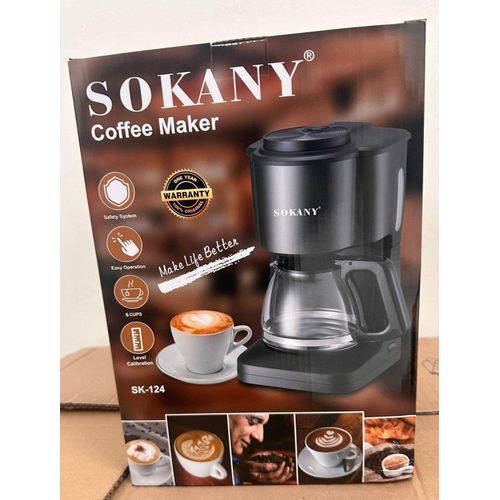 SK-124 Coffee Maker – 6 Cups Drip Coffee Machine with Glass Carafe, Keep Warm Function & 1 Year Warranty