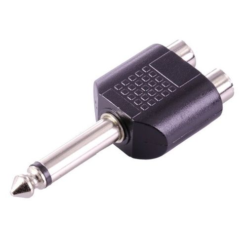 2x 6.35mm Male Mono Plug To Dual RCA