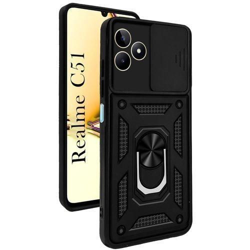 Realme C51 Case Sliding Camera Lens Cover 360 Rotating Ring Cover, Protective Phone Case
