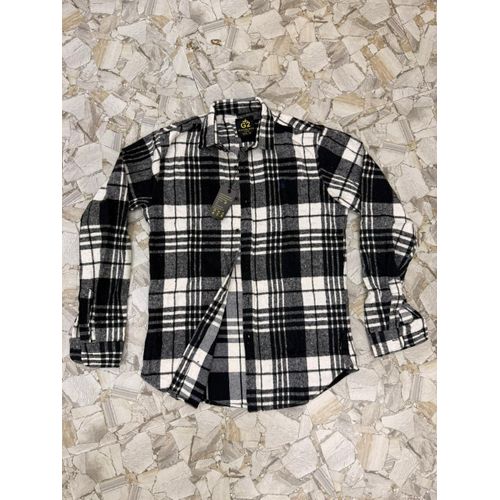 Cotton black white unisex flannel shirts