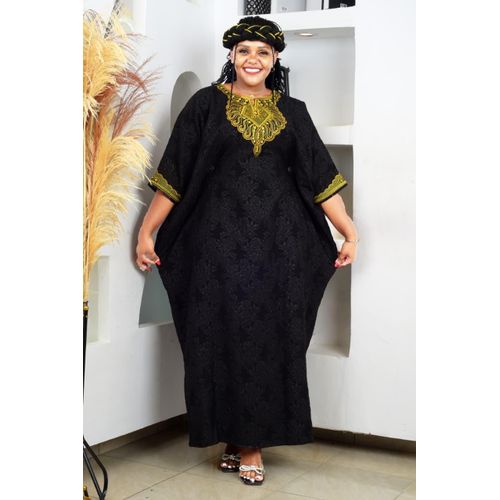 Rich Auntie Maxi Dress with a head gear