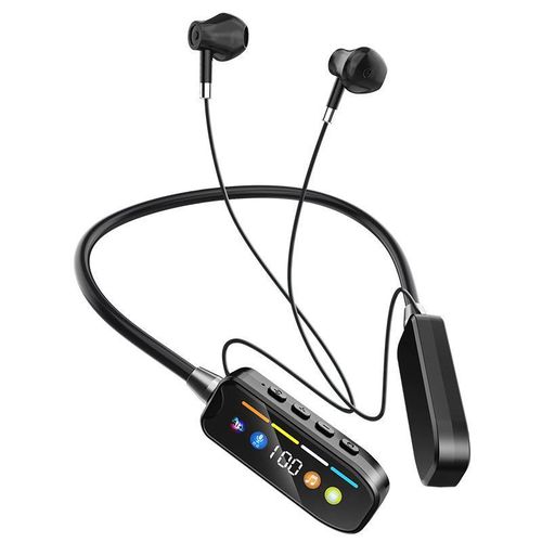 Ultra-long battery life, full-screen digital display, sports noise-canceling neckband wireless Bluetooth headphones