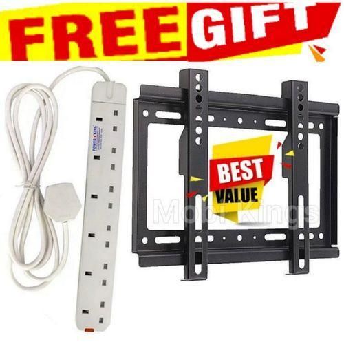 Power King Electronic 6 Way Multifunctional Plug Extension // EXTENTION 6WAY With Long Cable + GIFT TV HOLDER WALL MOUNT BRACKET FOR 15 INCH, 24INCH, 32 INCH & 43 INCH Smart Android Frameless TV & DIGITAL TV