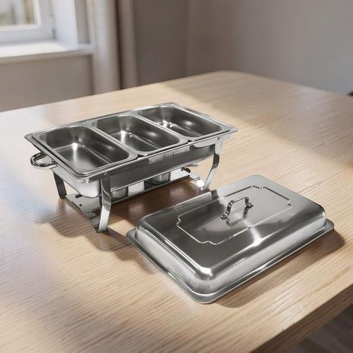 Heavy Duty Catering Buffet Food Display Set for Restaurants Banquets Parties and Special Event Serving 11L Portable Stainless Steel Triple Chafing Dish Food Warmer