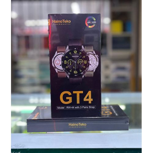 HainoTeko GT4 Smartwatch Model HW-44, AMOLED Screen with 3 Strap Pack, Fitness Tracking, German Built