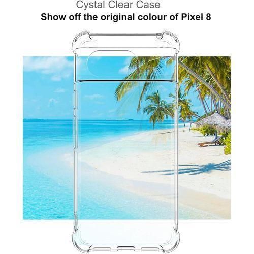 Pixel 8, Clear Cover with Reinforced Corner Bumper Slim Fit Shockproof Flexible TPU Case for Pixel 8 - Transparent
