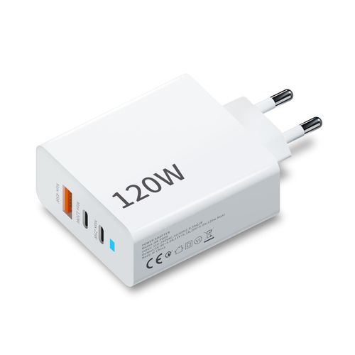 120W GaN Charger 3-Port 2USB-C 1USB-A Fast Charger Universal Protocol Compatible with iPhone1615 Pro SamsungHuaweiXiaomi Super Fast Charge 65W Laptop Charger for MacBookDell Fixed Plug Safe Durable