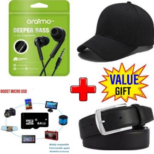 Phones Accessories - 64GB Memory Card - Earphone + Cap + Belt