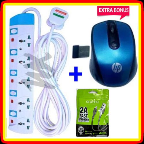 5 Way Power Extension Cable+ Free Mouse ,USB Cable