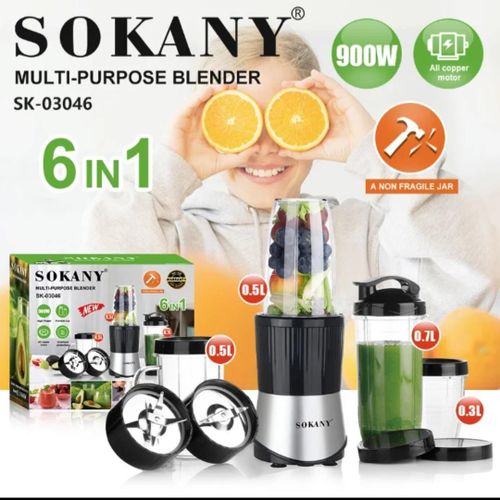 Multi-Purpose blender 6 In 1 blades Electric 220W Smoothie Variable Speed 1 Push Button Controls Plastic-Housing Household Use 220V