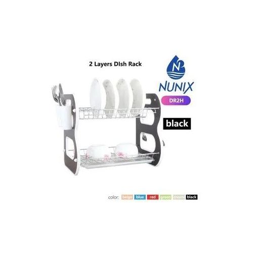 Nunix Durable 2 Tier Wooden Stainless Steel Dish Rack