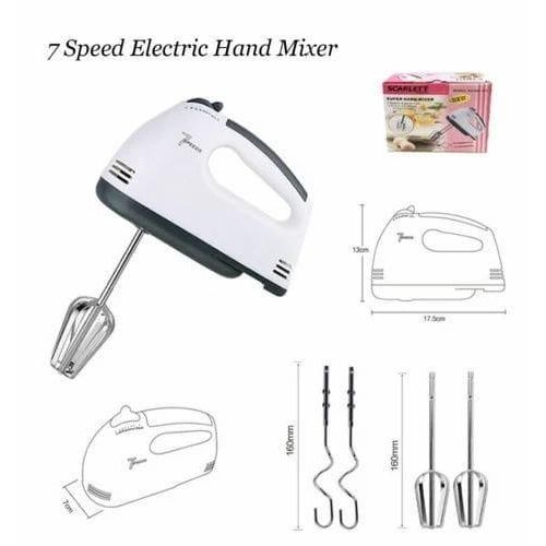 7-Speed Digital Electric Hand Mixer with High-Performance DC Motor Slow Start Snap-On Storage Case SoftScrape Beaters Whisk Dough Hooks Silver and Chrome