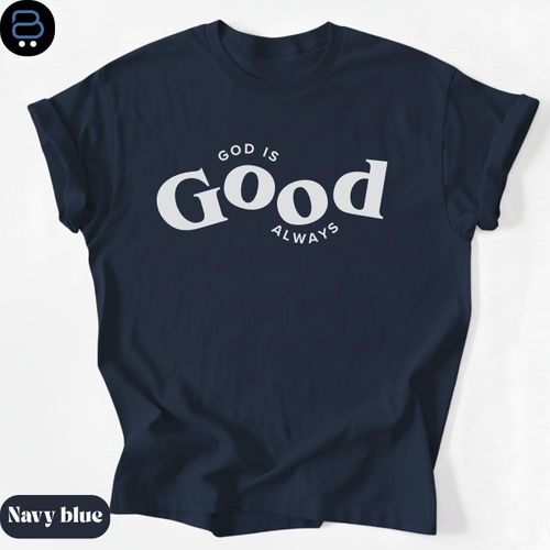 God Is Good Inspirational Worship Tee-NAVY BLUE