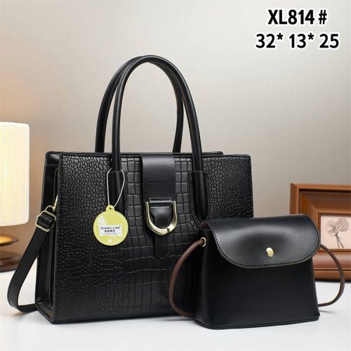 VALENTINE 2 IN 1 QUALITY HANDBAG STYLISH LEATHER BLACK