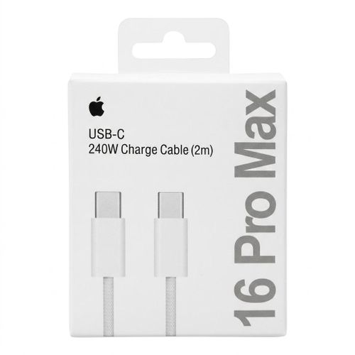 IPHONE 240W USB-C to USB-C Fast Charging Cable 2M – Heavy Duty Type C Charger For iPhone 16 Pro Max / 15 / 17 Series – White