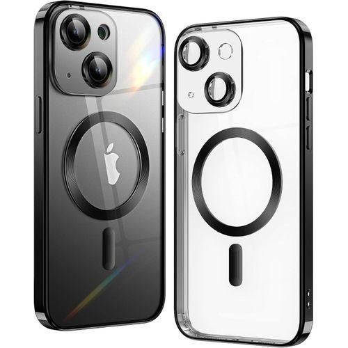Black Electroplated Magnetic for MagSafe Shockporoof Transparent Case Cover for iPhone 14 Plus