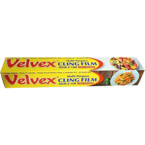 MULTI-PURPOSE CLING FILM 30cm X 15m Clings Tightly 15 Thicker Easy to Handle Keeps Food Fresh Tasty Microwave Freezer Safe cf