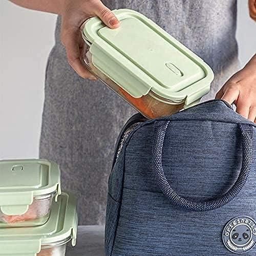 Navy blue Delicious lunch bag and 3pc air tight glass food bowls