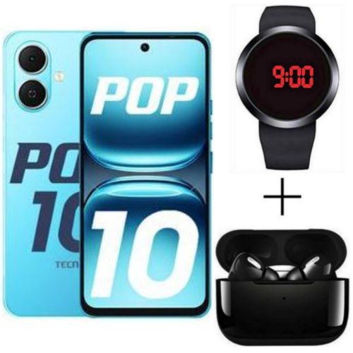 POP 10, 3GB RAM + 64GB ROM, 6.67'', 5000 MAh, 13MP - Blue + FREE GIFTS
