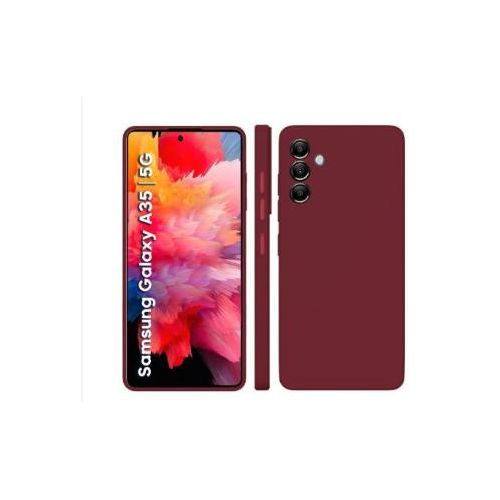 Soft Silicone Back Cover for Samsung Galaxy A35 5G - Maroon, anti-fingerprint, anti-scratch, durable silicone case