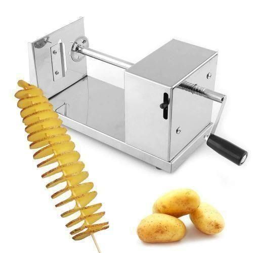 Manual Spiral Potato Cutter, Stainless Steel Tornado Twister with Blades for Curly Fries, DIY Potato Slicer for Home Kitchen