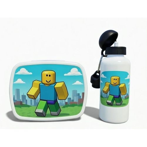 Back to school Minecraft plastic snack box and aluminium water bottle 600ml