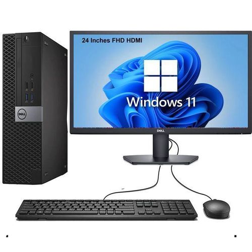Refurbished OptiPlex Desktop Computer Bundle Intel Core i5 6th Gen 8GB RAM 256GB SSD 500GB HDD 24 FHD Monitor Wired Keyboard Mouse Windows 11 Pro Business Office Home Students