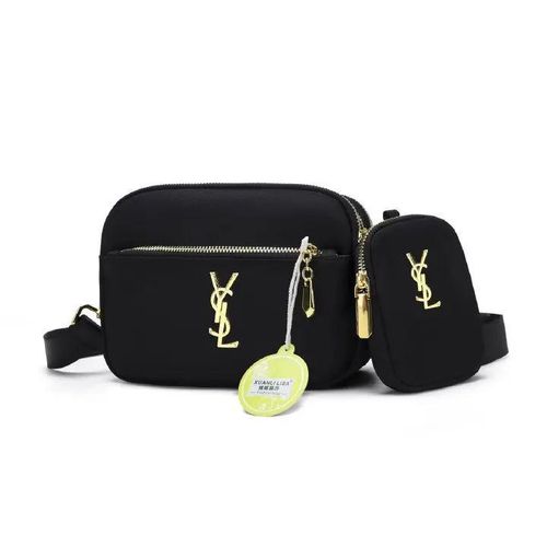 Luxe Dual Pocket Crossbody Set Black Womens Stylish Sling Bag - Black