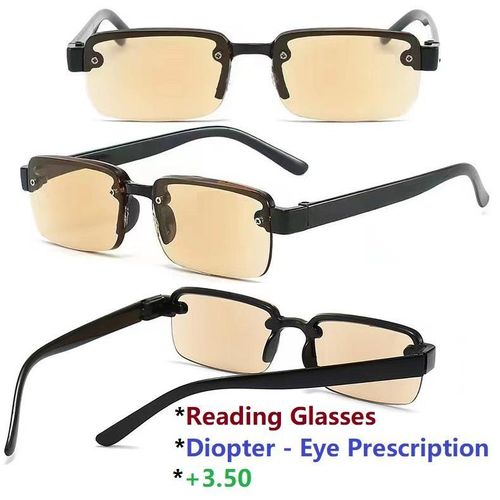 High Quality Stylish Men Women Unisex Reading Glasses Frameless Eyewear Eyeglasses Spectacles 350 Diopter S22 Brown