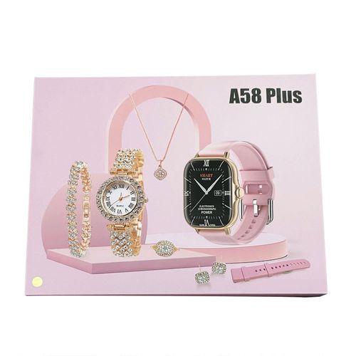 A58 Plus Women Smart Watch Bluetooth Fitness Tracker with Necklace Ring Bracelet and Earrings