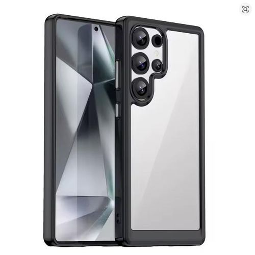 Galaxy S24 Ultra Back Cover Transparent Clear And Colorless With Black Edges Unique Premium Heavy Duty Protection Comfortable Grip Phone Case Cover
