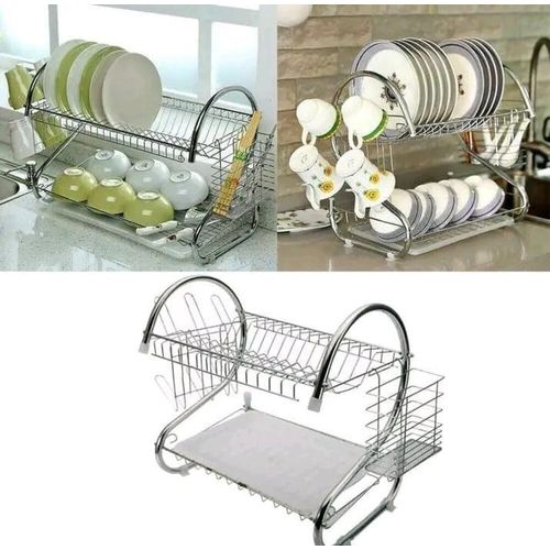 2-Layer Stainless Steel Dish Rack Organizer