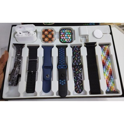 Smartwatch i30 Promax + Hi Watch Set Ultra Smartwatch With FREE TWS Earbuds/ Airpods/ Earpods For Men And Women Waterproof Heart Rate Monitoring, Bluetooth Calls And Comes With 7 Different Customizable Straps