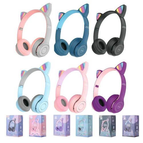 These Cat Ear Wireless Headphones Model VIV-23M feature a stylish design with glowing cat ears and comfortable cushioned ear pads