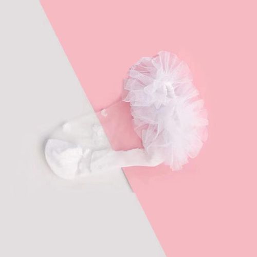 Pink Flounces Cotton Socks Girl Children Socks Baby Socks Big Petals Princess Socks White Dance Socks6-8 Years