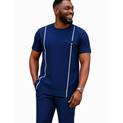 Mens Navy kaftan shirt