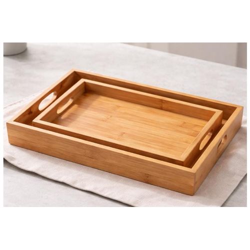 2pcs wooden bamboo trays