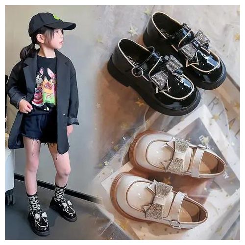 High Quality Toddlers Girls Leather Shoes Children Flats Bow-knot Princess Sweet Kids Shoes