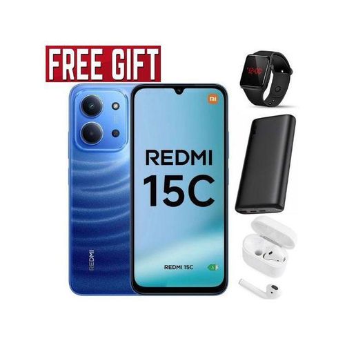 Redmi 15C, 6.9", Up to 16GB Extended RAM + 256GB Storage, 6000mAh (Dual Sim), Redmi 15C, 6.9", Up to 16GB Extended RAM + 256GB Storage, 6000mAh (Dual Sim), Black (1 Year warranty) (LED+pwb+i12) Blue