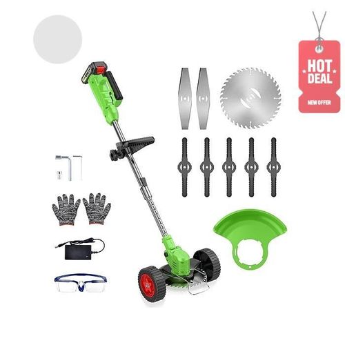 Electric Cordless Lawn Mower with Two 96V Rechargeable Lithium Batteries and Two Wheels