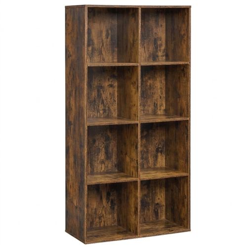 8 Cube Bookcase Storage Shelf Freestanding Vintage Brown – Wood